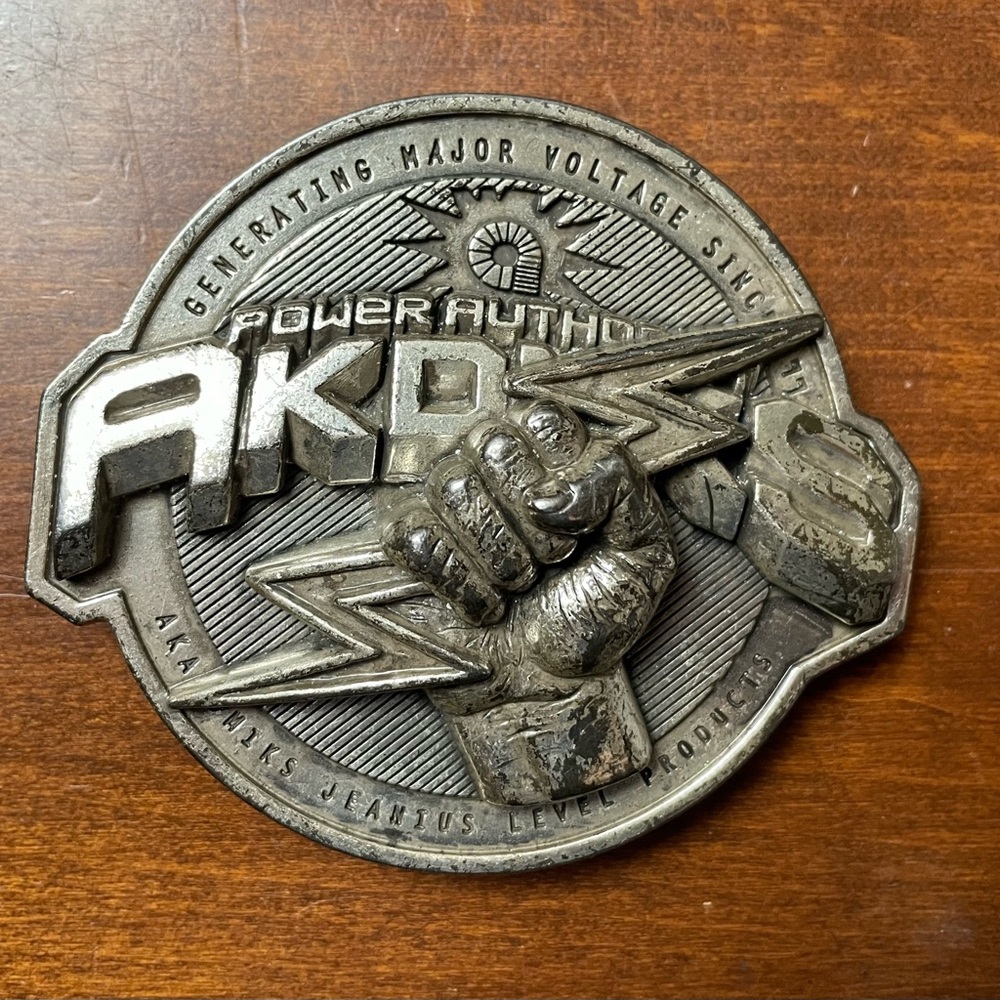 Vintage Electric Bolt And Fist Belt Buckle Silver Tone Akademiks Major Voltage